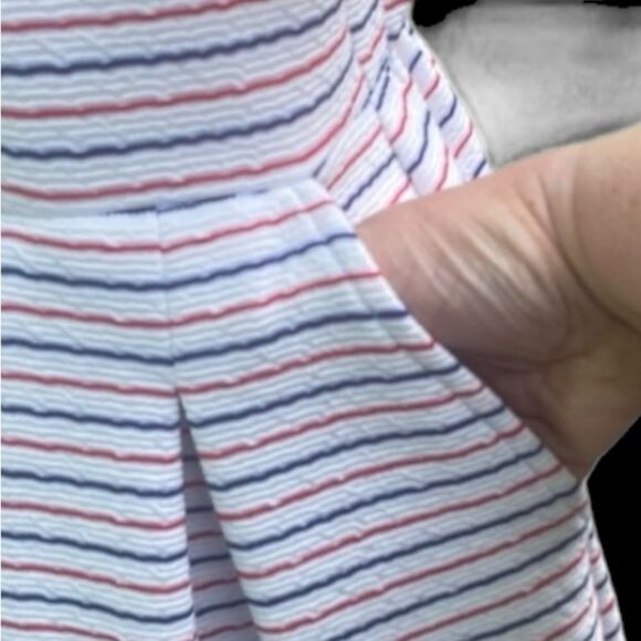 Draper James RSVP Wm’s Sz XL Red White Blue Stripe Fit Flare Midi Dress - Picture 3 of 7